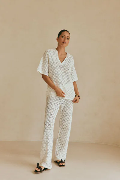 SABO Aya Pants - White Knit