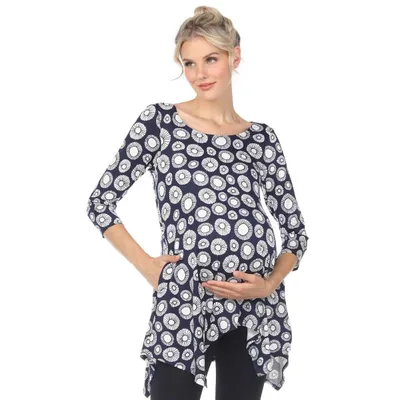 Target Maternity Printed Tunic Top Navy Small -White Mark