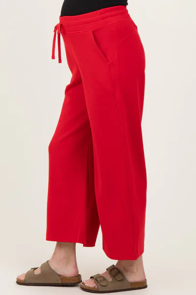 PinkBlush Red Ankle Wide Leg Maternity Lounge Pants