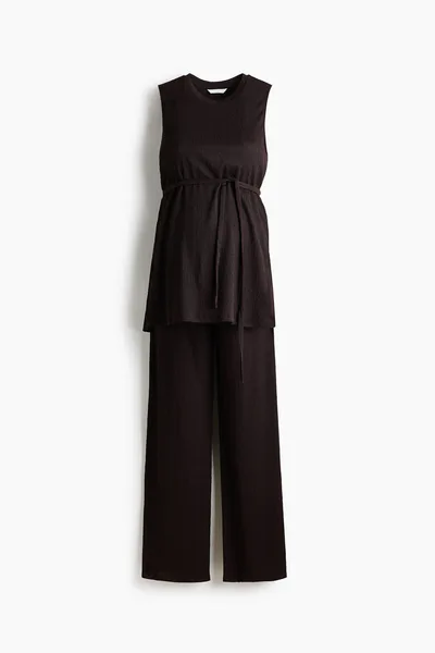 H&M MAMA 2-piece Textured Jersey Set