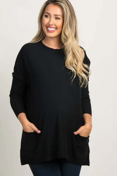 PinkBlush Black Pocketed Dolman Sleeve Maternity Top