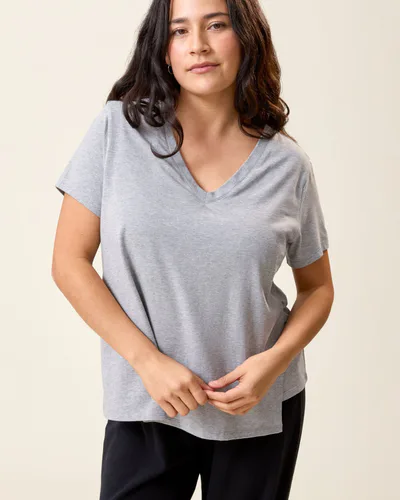 Kindred Bravely Modal V-neck Nursing T-shirt | Grey Heather