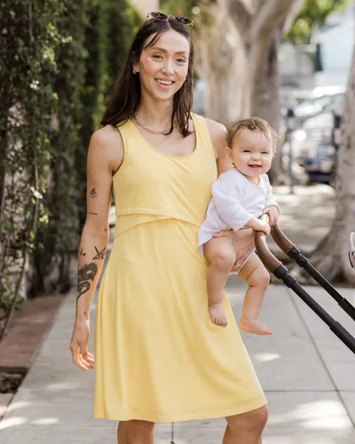 Kindred Bravely Penelope Crossover Nursing Dress | Butter Yellow