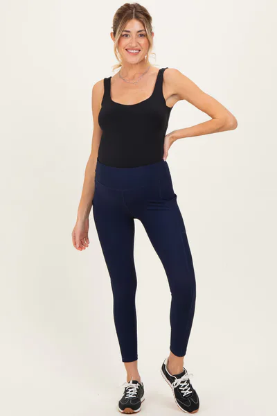 PinkBlush Navy Ribbed Active Maternity Legging