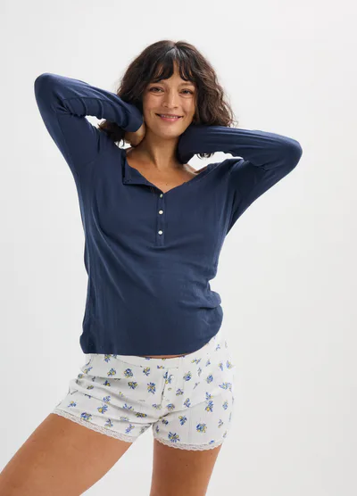 HATCH The Long Sleeve Pointelle Henley