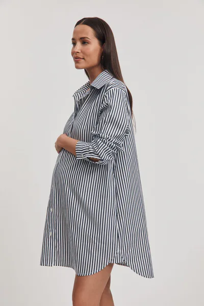 Legoe Heritage Cotton Shirtdress (Navy Stripe) - FINAL SALE