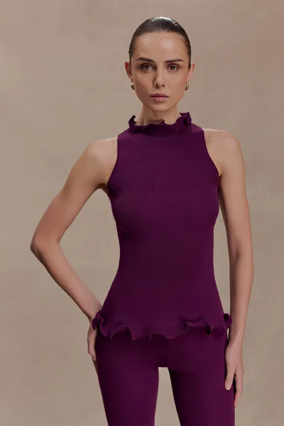 MESHKI Diya Ribbed Sleeveless Top With Wire Hem