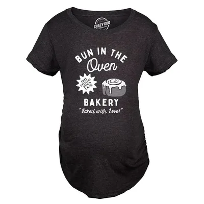 Target Maternity Bun In The Oven Bakery T Shirt Funny Cute Pregnant Pastry Baking Tee for Ladies - Crazy Dog Maternity T Shirt For Foodies Black S