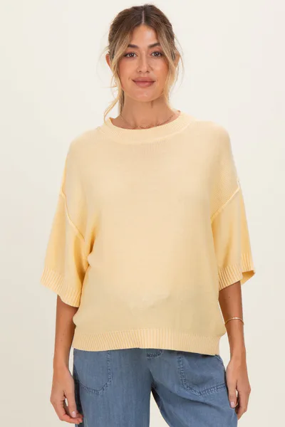 PinkBlush Yellow Oversize Cut Sweater Maternity Top With Raw Edge