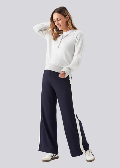 Ingrid & Isabel Ripe Maternity Ari Wide Leg Pant Midnight White