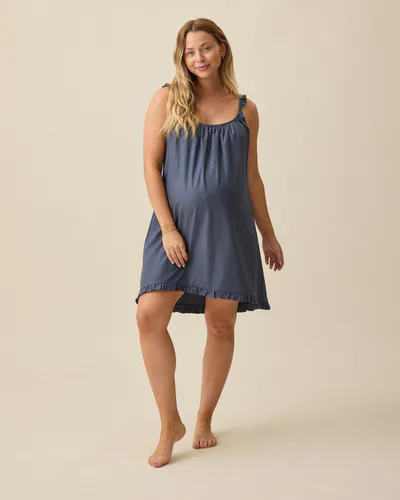 Kindred Bravely Dreamy Cotton Maternity & Nursing Nightgown | Midnight Blue