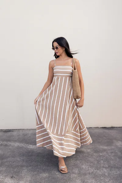 Petal & Pup Brea Maxi Dress - Tan Stripe
