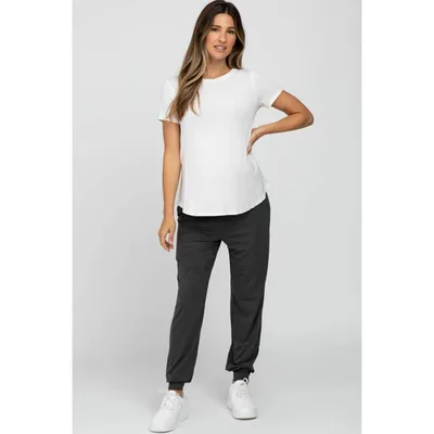 Target Pinkblush Charcoal Maternity Band Jogger Pants Small