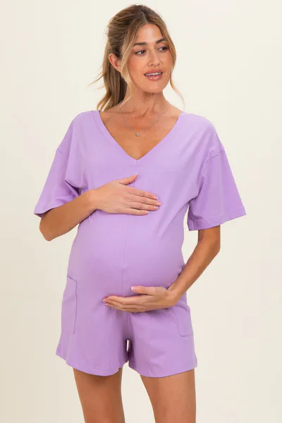PinkBlush Lavender Scoop Neck Maternity Romper
