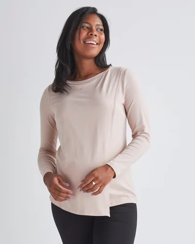 Angel Maternity Monique Long Sleeve Nursing Nude Pink Petal Top