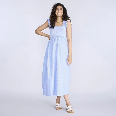 Kohl's Maternity Motherhood® Sleeveless Ruffle Shoulder Smocked Dress