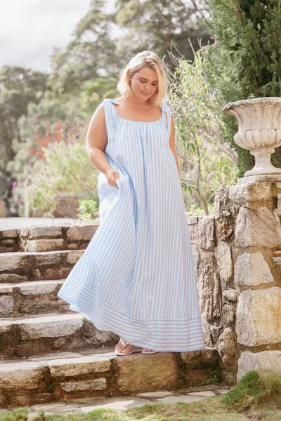 Petal & Pup Amber Maxi Dress - Pale Blue Stripe