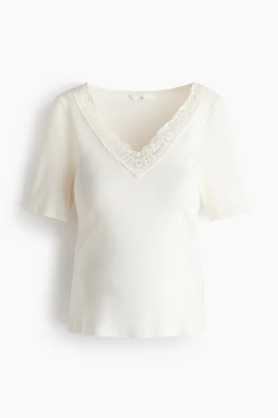 H&M MAMA Ribbed V-Neck Top