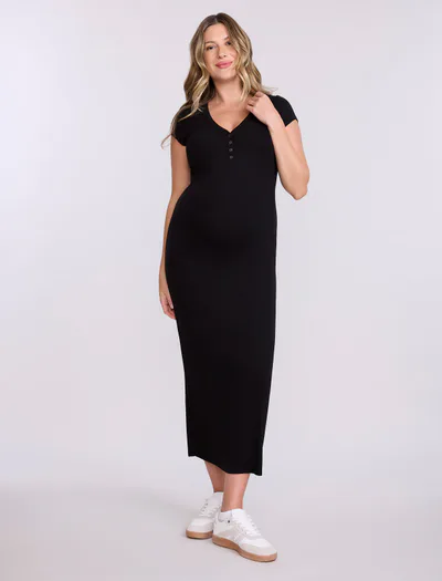 Motherhood Maternity Maternity Henley Bodycon Maxi Dress