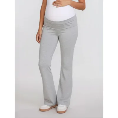 Target Women's Fold-Over Waistband Flare Legging - Heather Grey - Size: Medium - Motherhood Maternity