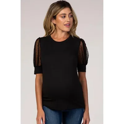 Target Pinkblush Black Mesh Sleeve Maternity Top Medium