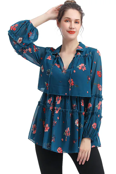 Kimi + Kai Kimi + Kai Maternity "Coco" Nursing Floral Print Blouse