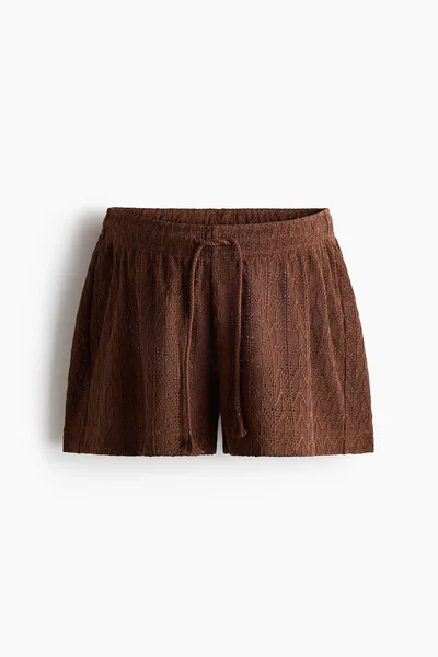 H&M MAMA Pointelle-Knit Drawstring Shorts