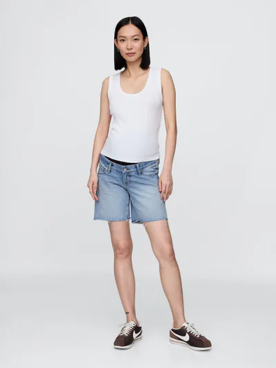 Gap 7" Maternity Full Panel Denim Bermuda Shorts