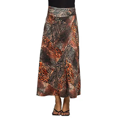 Kohl's Maternity 24Seven Comfort Apparel Animal Patchwork Print Maxi Skirt