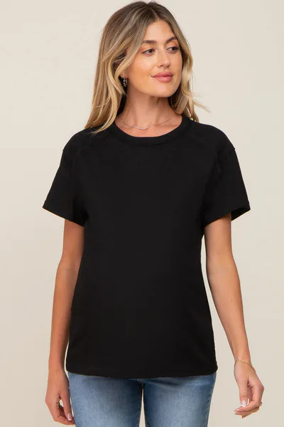 PinkBlush Black Raw Hem Maternity Tee