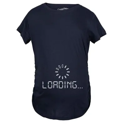 Target Maternity Baby Loading Shirt Humor Funny Pregnancy Shirt Cute Internet Tee - Crazy Dog Maternity T Shirt For Nerds Navy XXL