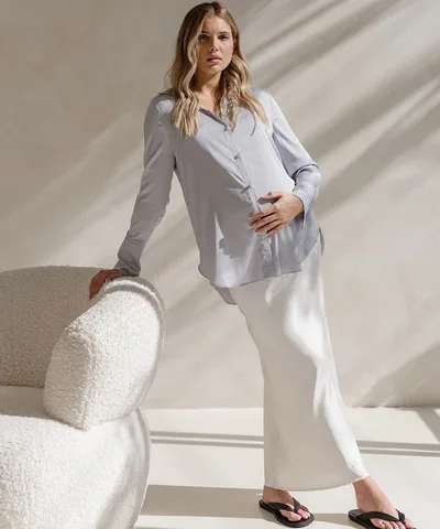 Bump City The Satin Shirt (Icy Blue)