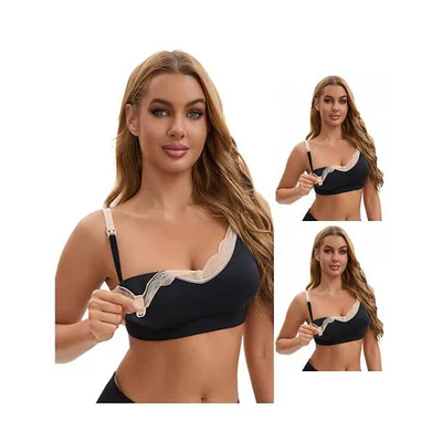Kohl's 3 Packs Women's Lace Trim Soft Cup Nursing Bras Wirefree Front Closure Breastfeeding Lingerie