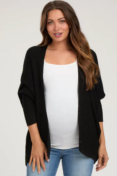 PinkBlush Black Knit Dolman Sleeve Maternity Cardigan