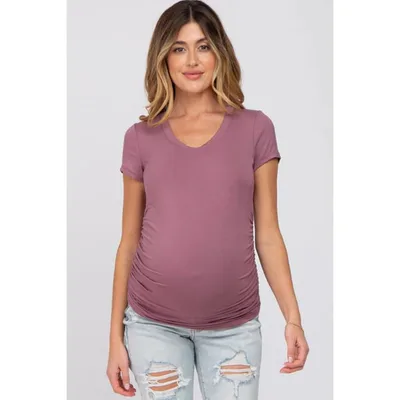 Target Pinkblush Dark Mauve Basic Short Sleeve Maternity Fitted Top XL