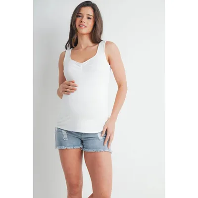 Target Hello Miz Women's V Neck Ruched Maternity Tank Top - Ivory - Small