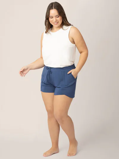 Milk & Baby Bamboo Maternity & Postpartum Lounge Short | Slate Blue