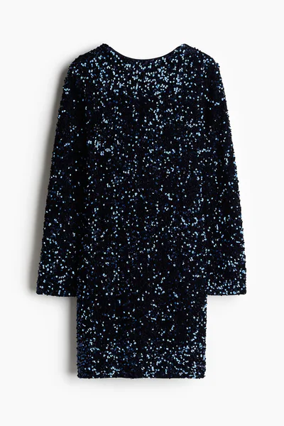 H&M MAMA Sequined Dress with Low-Cut Back