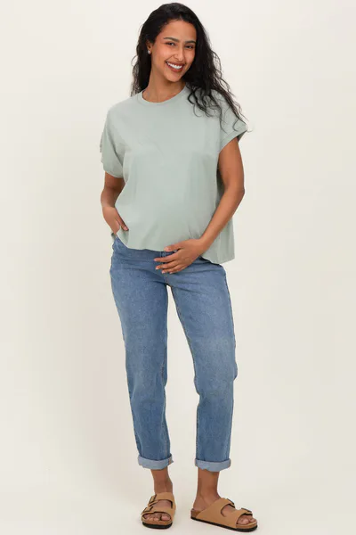PinkBlush Sage Mineral Wash Boxy Fit Maternity T-Shirt