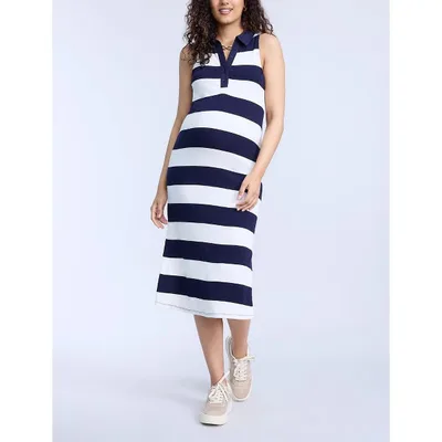Target Women's  Collared Sleeveless Maternity Polo Midi Dress - Navy & White Stripe - Size: X Small - Motherhood Maternity