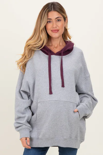 PinkBlush Plum Heather Grey Colorblock Maternity Hoodie
