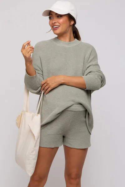 PinkBlush Sage Sweater and Short Maternity Set