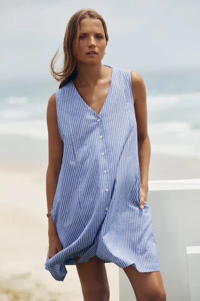 Legoe Heritage Cotton Button Down Mini (Blue/White) - FINAL SALE