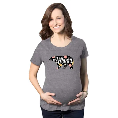 Target Maternity Mama Bear Funny Pregnancy T shirt Novelty Gift for Mom Mothers Day - Crazy Dog Maternity T Shirt for Animal Lovers Dark Grey L