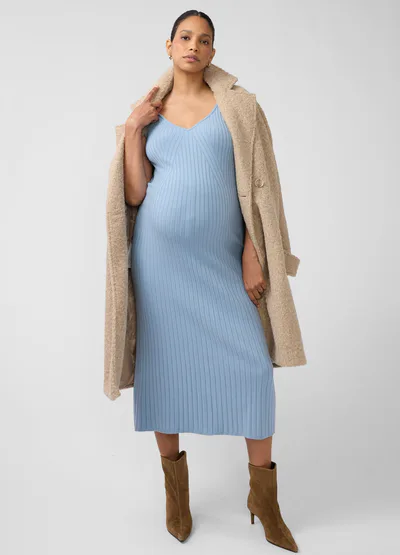 Ingrid & Isabel Sleeveless Rib Sweater Maternity Nursing Midi Dress