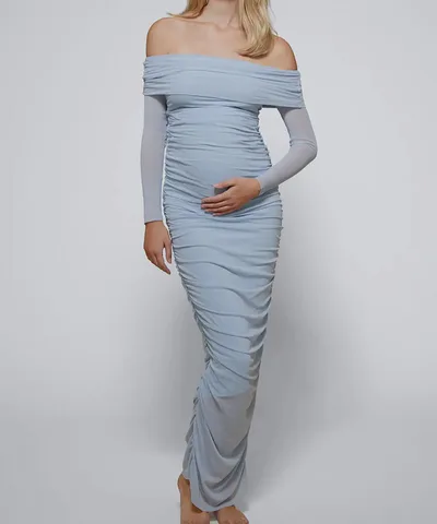 Bump City BUMPSUIT: Off the Shoulder Soft Mesh Dress