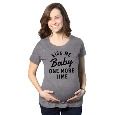 Target Maternity Kick Me Baby One More Time T Shirt Funny Pregnant Song Lyrics Tee - Crazy Dog Maternity T Shirt With Sarcastic Sayings Dark Grey S