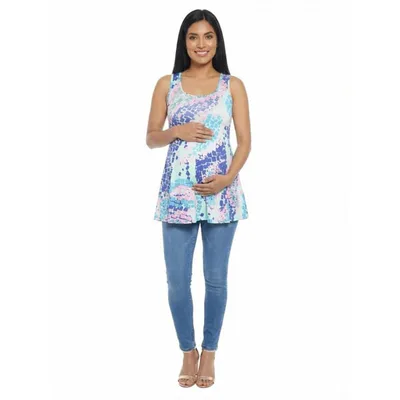 Target 24seven Comfort Apparel Matenity Abstract Sleeveless Scoop Neck Tunic Tank Top
