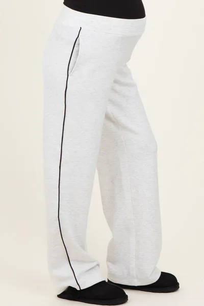 PinkBlush Light Heather Grey Stripe Detail Maternity Lounge Pants