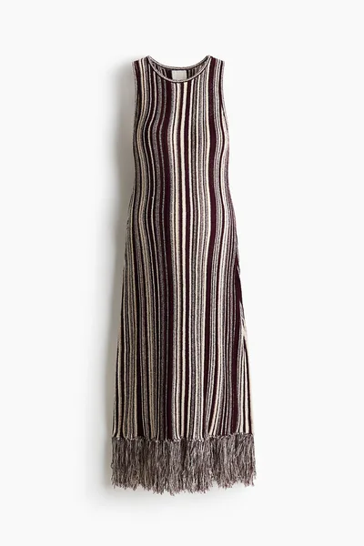 H&M MAMA Fringed Knit Dress